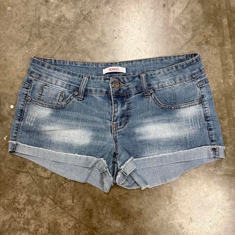Y2K Bongo Blue Denim Distressed Micro Shorts Size 30